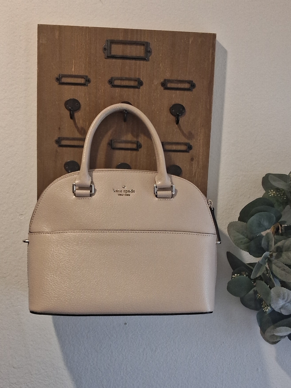 kate spade Pebble Leather Dome Satchel in Cream
